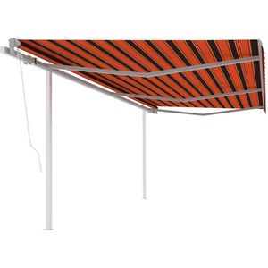 vidaXL Markise Automatisch Einziehbar mit Pfosten 6x3,5 m Orange Braun