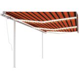 vidaXL - Luifel - automatisch - met - LED - en - windsensor - 6x3,5 - m - oranje - bruin