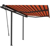 vidaXL - Luifel - automatisch - uittrekbaar - met - palen - 3x2,5 - m - oranje - bruin