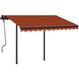 vidaXL - Luifel - automatisch - uittrekbaar - met - palen - 3x2,5 - m - oranje - bruin