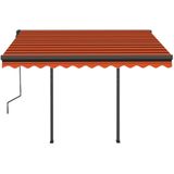 vidaXL - Luifel - automatisch - uittrekbaar - met - palen - 3x2,5 - m - oranje - bruin