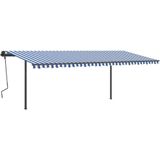 vidaXL Luifel automatisch met LED en windsensor 6x3 m blauw en wit