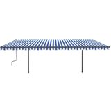 vidaXL - Luifel - automatisch - met - LED - en - windsensor - 6x3,5 - m - blauw - en - wit