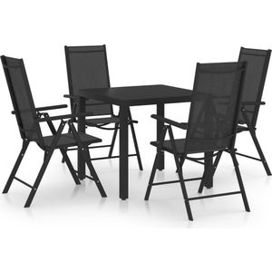 vidaXL 5-tlg. Garten-Essgruppe Aluminium Schwarz