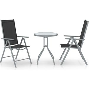 vidaXL 3-tlg. Bistro-Set Aluminium und Textilene Silbern