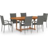 vidaXL 7-tlg. Garten-Essgruppe Poly Rattan Grau
