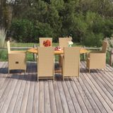 7-tlg. Garten-Essgruppe Poly Rattan Beige Vidaxl