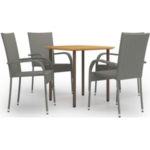 VidaXL 5-delige Tuinset Poly Rattan Grijs