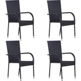 5-tlg. Garten-Essgruppe Poly Rattan Schwarz Vidaxl