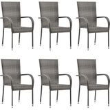 7-tlg. Garten-Essgruppe Poly Rattan Grau Vidaxl