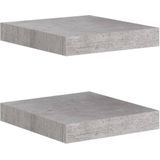 vidaXL - Wandschappen - Betongrijs - Honingraat MDF en Metaal - Set van 2