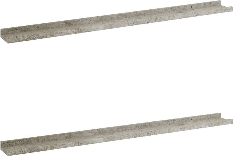 Wandplank - Betongrijs - MDF - Set van 2