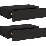 vidaXL - Wandschappen - Zwart - MDF en Metaal - 2 Stuks