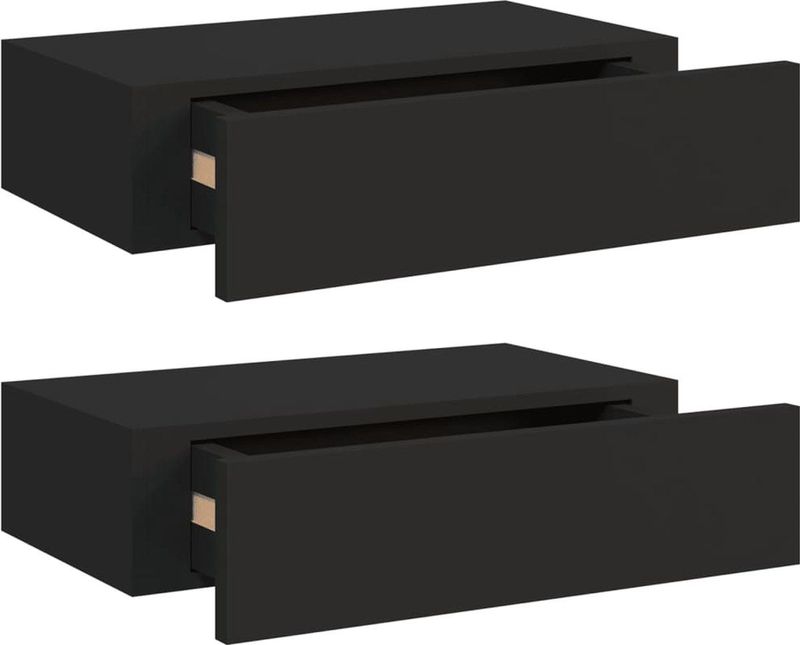 vidaXL - Wandschappen - Zwart - MDF en Metaal - 2 Stuks