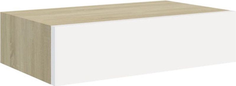 Vidaxl - Wandregal mit Schublade Eichen-Optik und Weiß 40x23,5x10 cm mdf