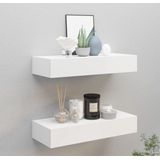 Wandplank - Wit - MDF en Metaal - Inclusief 2 Lades