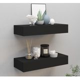 vidaXL - Wandschappen - Zwart - MDF - 2 Stuks