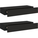 vidaXL - Wandschappen - Zwart - MDF - 2 Stuks