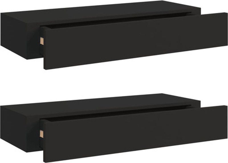 vidaXL - Wandschappen - Zwart - MDF - 2 Stuks