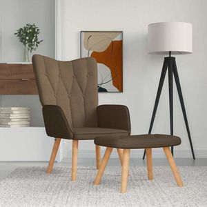vidaXL Relaxstoel met voetenbank stof bruin