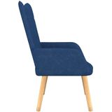 vidaXL Relaxstoel met voetenbank stof blauw