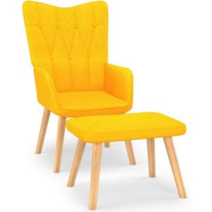 vidaXL Relaxstoel met voetenbank stof mosterdgeel