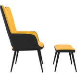 vidaXL Relaxstoel met voetenbank fluweel en PVC mosterdgeel
