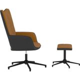 vidaXL Relaxstoel met voetenbank fluweel en PVC bruin