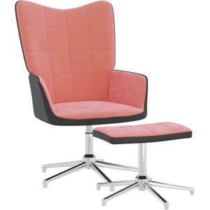 VidaXL Relaxstoel met Voetenbank Fluweel en PVC Roze
