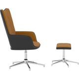 VidaXL Relaxstoel met Voetenbank Fluweel en PVC Bruin