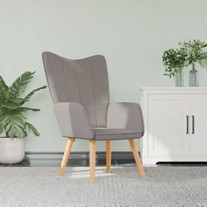 vidaXL Relaxstoel - Taupe - Stof - Stalen Frame - Houten Poten