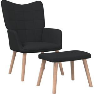 VidaXL Relaxstoel met Voetenbank Stof Zwart