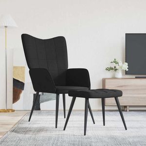 vidaXL Relaxstoel - Zwart - Stof - Inclusief Voetenbank