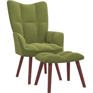 vidaXL Relaxstoel met voetenbank fluweel lichtgroen