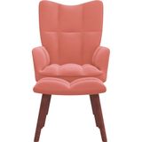 vidaXL Relaxstoel met voetenbank fluweel roze