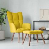 vidaXL Relaxstoel met voetenbank fluweel mosterdgeel