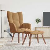 vidaXL Relaxsessel mit Hocker Braun Samt