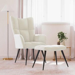 vidaXL Relaxsessel mit Hocker Cremeweiß Samt