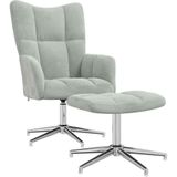 vidaXL Relaxsessel mit Hocker Hellgrau Samt
