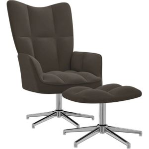vidaXL Relaxsessel mit Hocker Dunkelgrau Samt