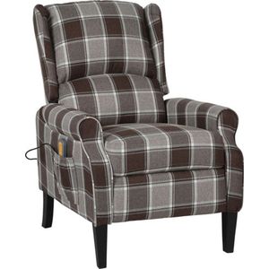 Leunstoel - Bruin - Stof - 6 Massagepunten - Verstelbare Rugleuning