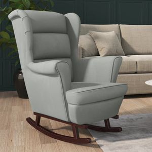 VidaXL Schommelstoel Massief Rubberwood Poten Fluweel Lichtgrijs