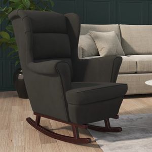 vidaXL - Schommelstoel - Zwart - Fluweel - Massief Rubberwood