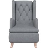 vidaXL Fauteuil met massief rubberwood schommelpoten stof lichtgrijs