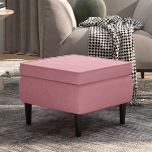 Hocker mit Holzbeinen Rosa Samt vidaXL