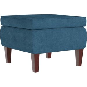 vidaXL - Kruk - met - houten - poten - fluweel - blauw