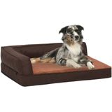 vidaXL - Hondenbed - ergonomisch - linnen-look - 60x42 - cm - fleece - bruin