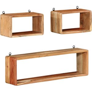 vidaXL-3-delige-Wandschappenset-kubus-massief-acaciahout
