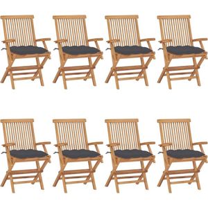 Vidaxl - Gartenstühle mit Anthrazit Kissen 8 Stk. Massivholz Teak