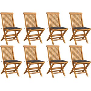 Vidaxl - Gartenstühle mit Anthrazit Kissen 8 Stk. Massivholz Teak